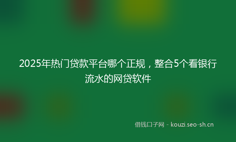 2025年热门贷款平台哪个正规，整合5个看银行流水的网贷软件