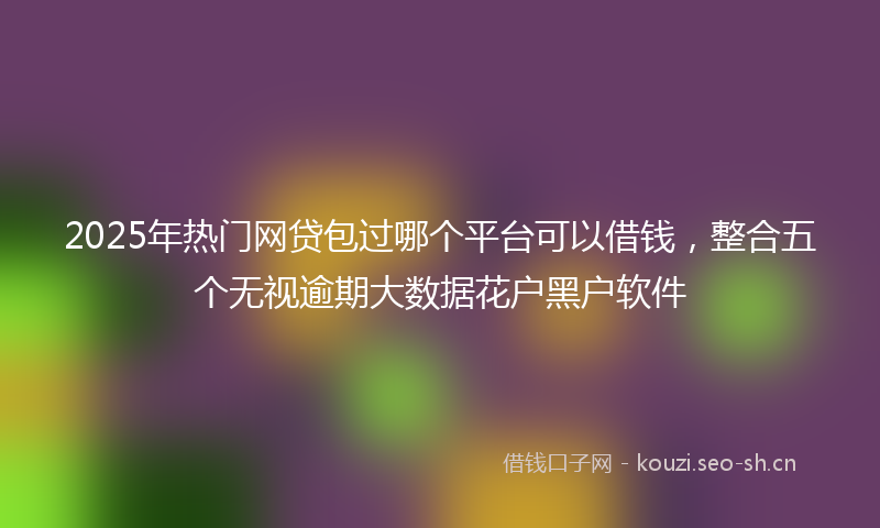 2025年热门网贷包过哪个平台可以借钱，整合五个无视逾期大数据花户黑户软件