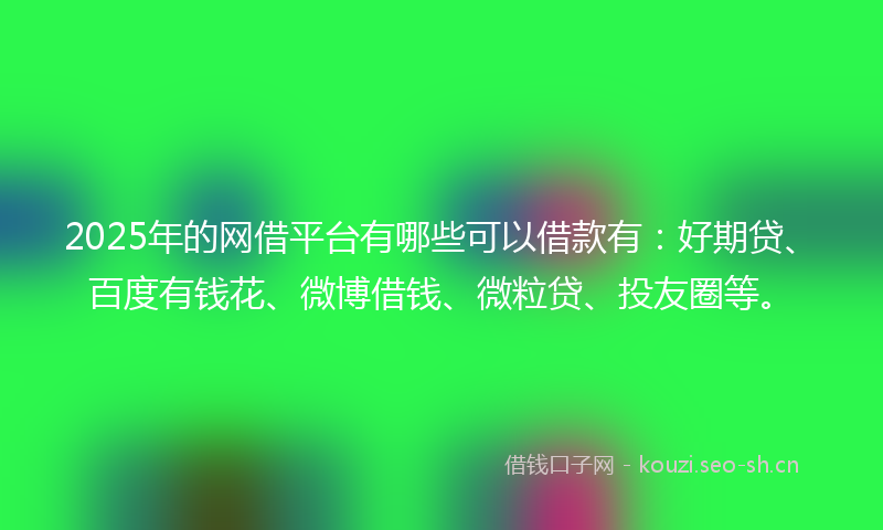 2025年的网借平台有哪些可以借款有：好期贷、百度有钱花、微博借钱、微粒贷、投友圈等。