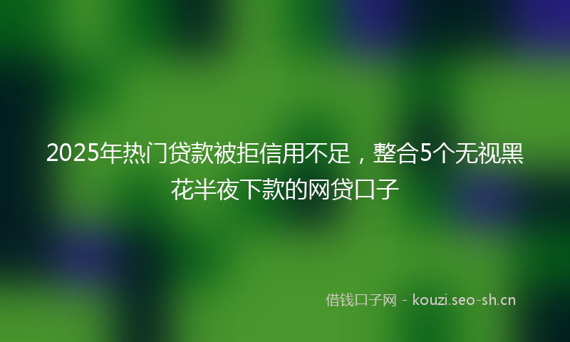 2025年热门贷款被拒信用不足，整合5个无视黑花半夜下款的网贷口子