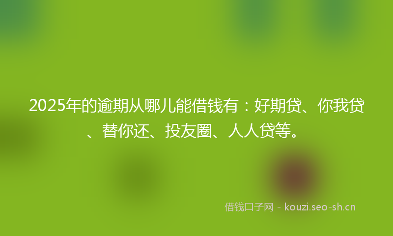 2025年的逾期从哪儿能借钱有：好期贷、你我贷、替你还、投友圈、人人贷等。