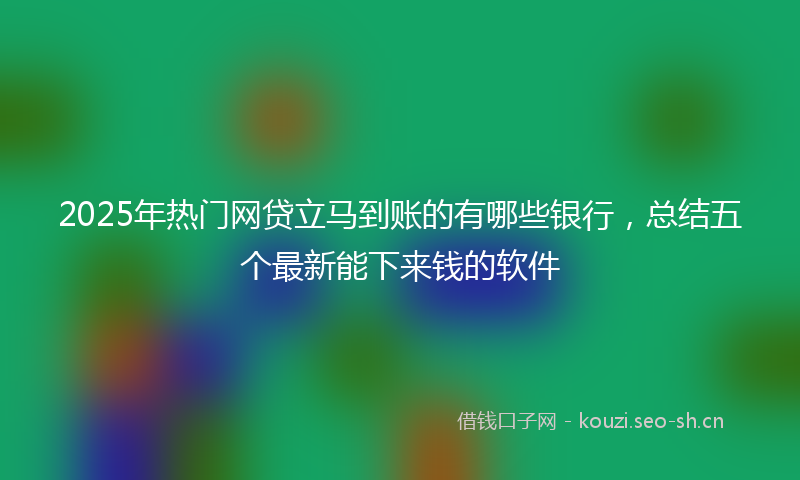2025年热门网贷立马到账的有哪些银行，总结五个最新能下来钱的软件