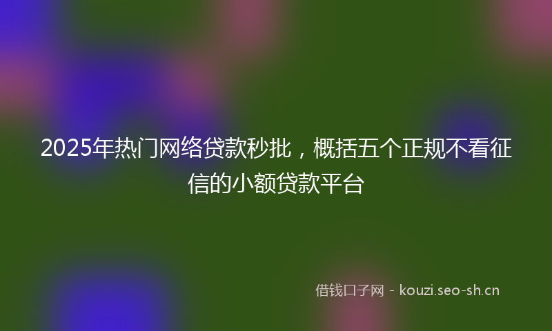 2025年热门网络贷款秒批，概括五个正规不看征信的小额贷款平台
