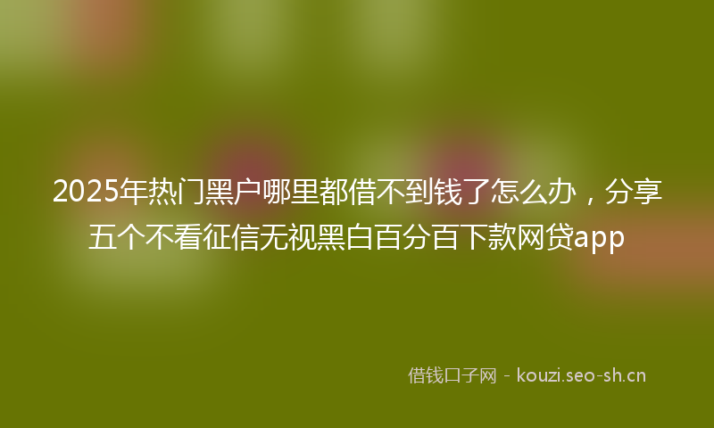 2025年热门黑户哪里都借不到钱了怎么办，分享五个不看征信无视黑白百分百下款网贷app