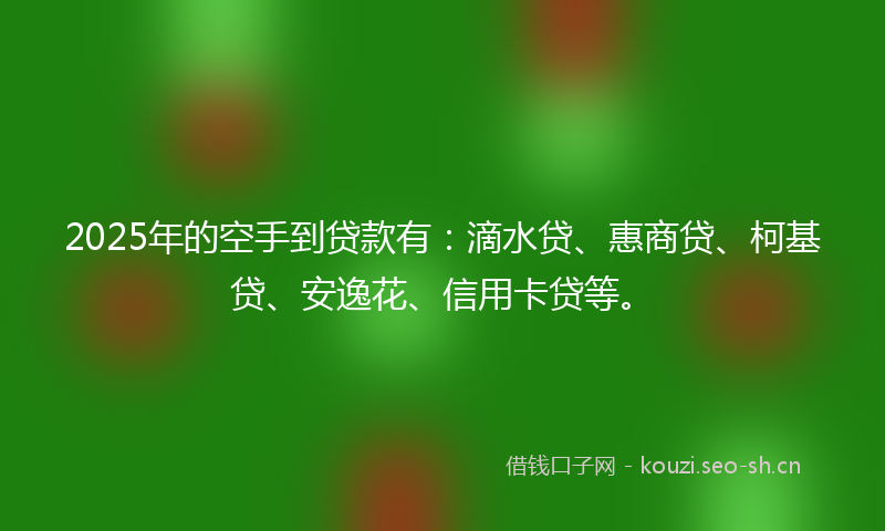 2025年的空手到贷款有：滴水贷、惠商贷、柯基贷、安逸花、信用卡贷等。