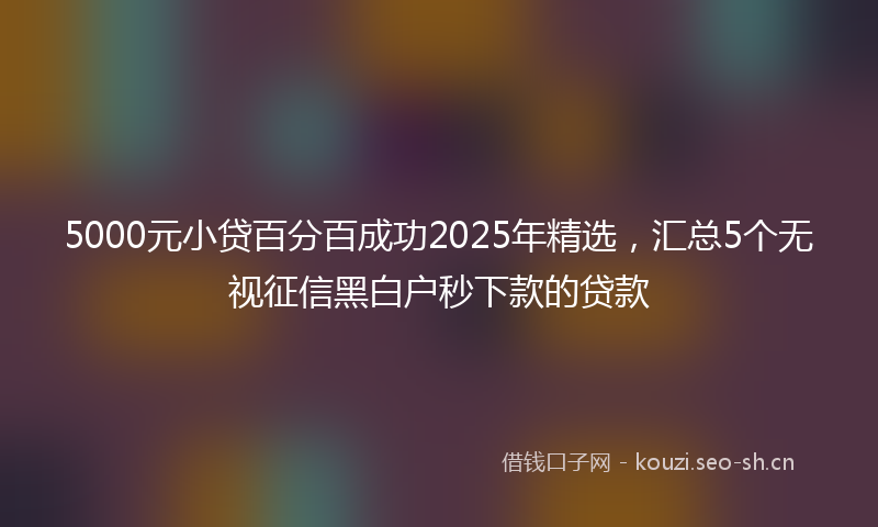 5000元小贷百分百成功2025年精选,汇总5个无视征信黑白户秒下款的贷款