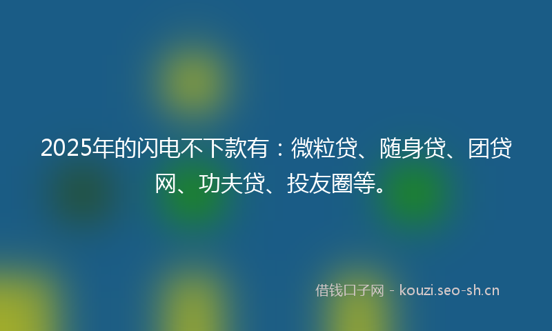 2025年的闪电不下款有：微粒贷、随身贷、团贷网、功夫贷、投友圈等。