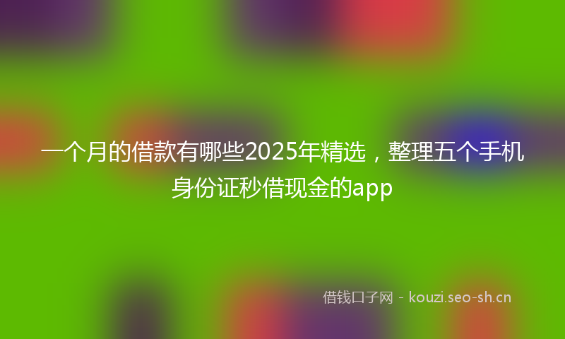 一个月的借款有哪些2025年精选，整理五个手机身份证秒借现金的app