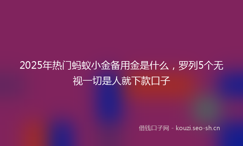 2025年热门蚂蚁小金备用金是什么，罗列5个无视一切是人就下款口子