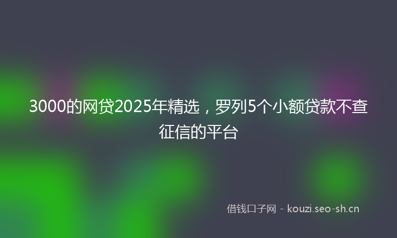 3000的网贷2025年精选，罗列5个小额贷款不查征信的平台