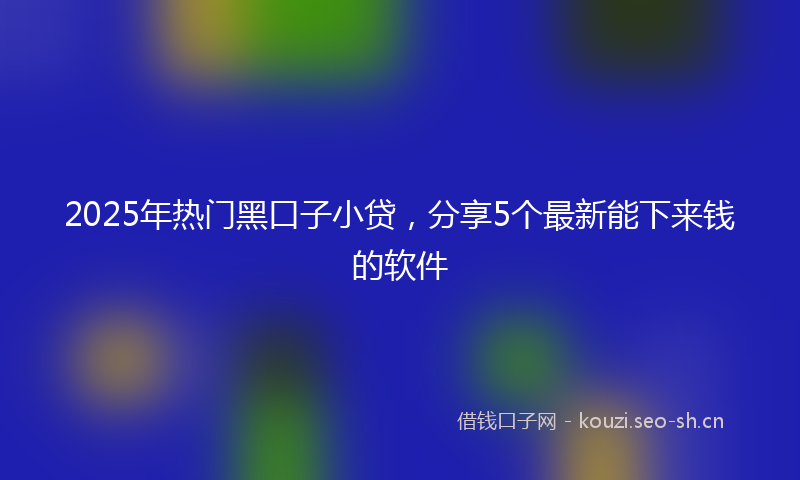 2025年热门黑口子小贷，分享5个最新能下来钱的软件