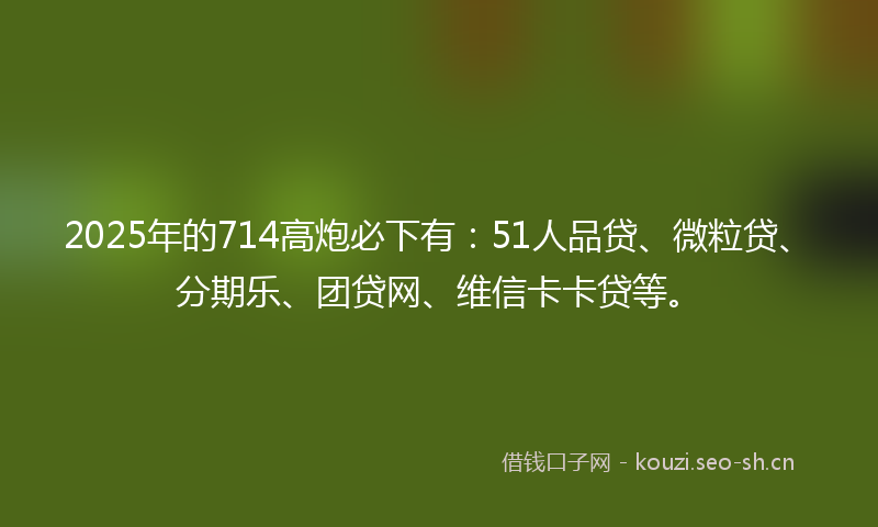 2025年的714高炮必下有：51人品贷、微粒贷、分期乐、团贷网、维信卡卡贷等。