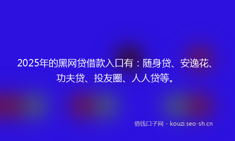 2025年的黑网贷借款入口有：随身贷、安逸花、功夫贷、投友圈、人人贷等。