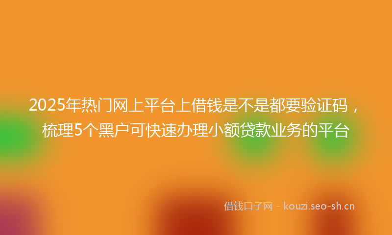 2025年热门网上平台上借钱是不是都要验证码，梳理5个黑户可快速办理小额贷款业务的平台