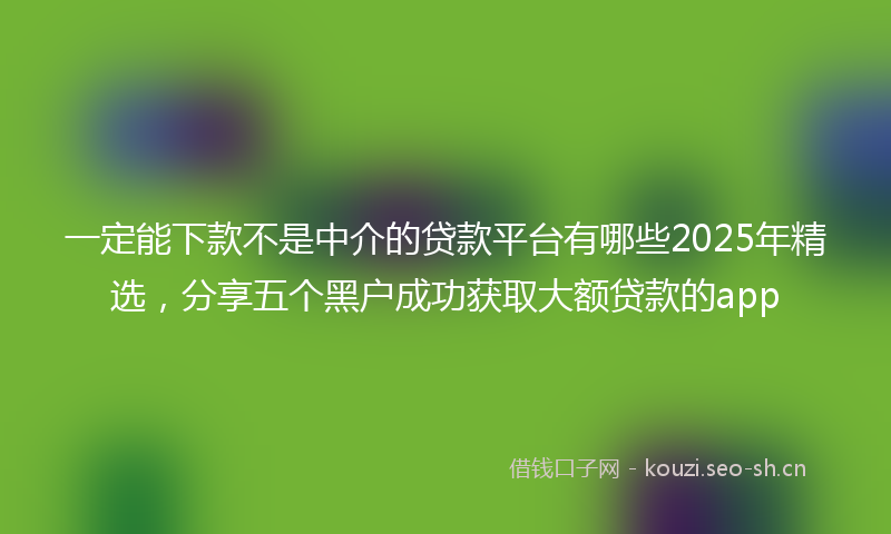 一定能下款不是中介的贷款平台有哪些2025年精选，分享五个黑户成功获取大额贷款的app