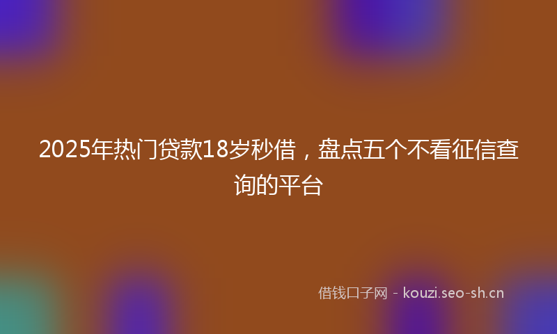 2025年热门贷款18岁秒借，盘点五个不看征信查询的平台