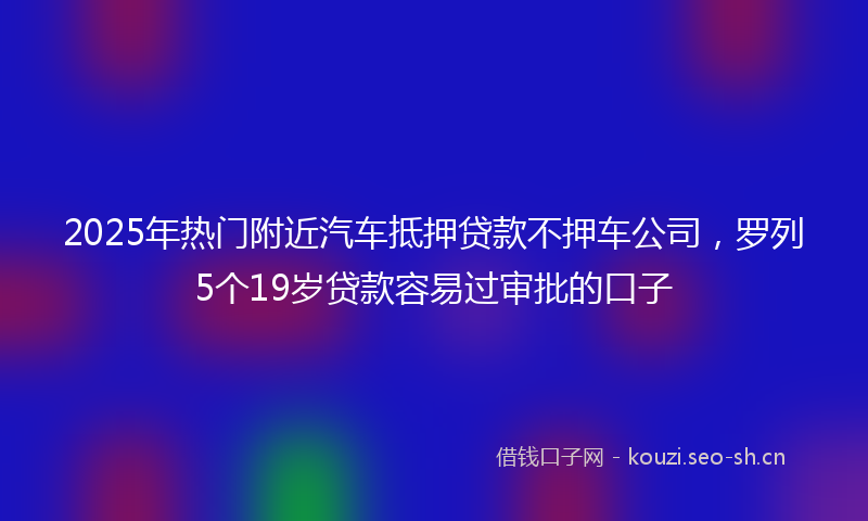2025年热门附近汽车抵押贷款不押车公司，罗列5个19岁贷款容易过审批的口子