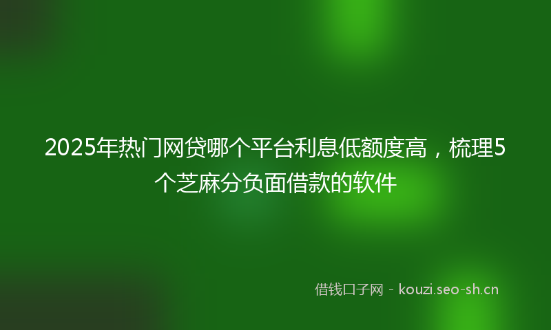 2025年热门网贷哪个平台利息低额度高，梳理5个芝麻分负面借款的软件