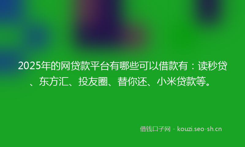 2025年的网贷款平台有哪些可以借款有：读秒贷、东方汇、投友圈、替你还、小米贷款等。