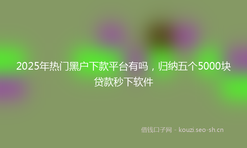 2025年热门黑户下款平台有吗，归纳五个5000块贷款秒下软件