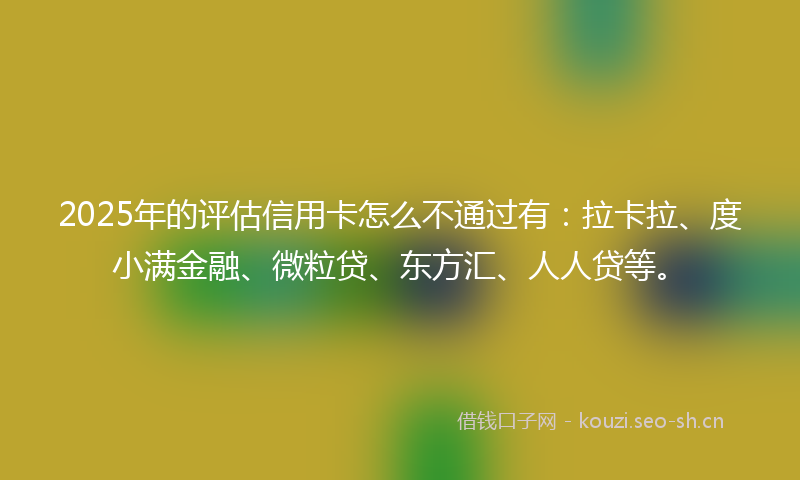 2025年的评估信用卡怎么不通过有：拉卡拉、度小满金融、微粒贷、东方汇、人人贷等。