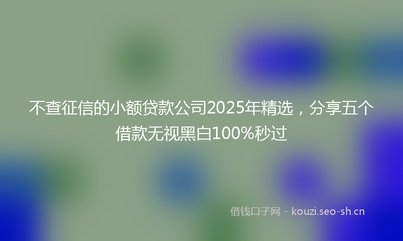 不查征信的小额贷款公司2025年精选，分享五个借款无视黑白100%秒过