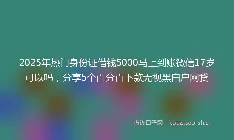 2025年热门身份证借钱5000马上到账微信17岁可以吗，分享5个百分百下款无视黑白户网贷