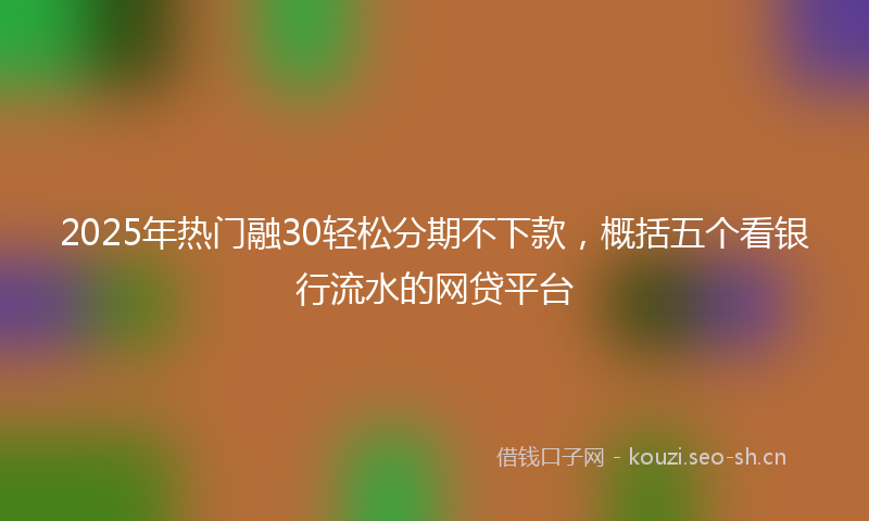 2025年热门融30轻松分期不下款，概括五个看银行流水的网贷平台