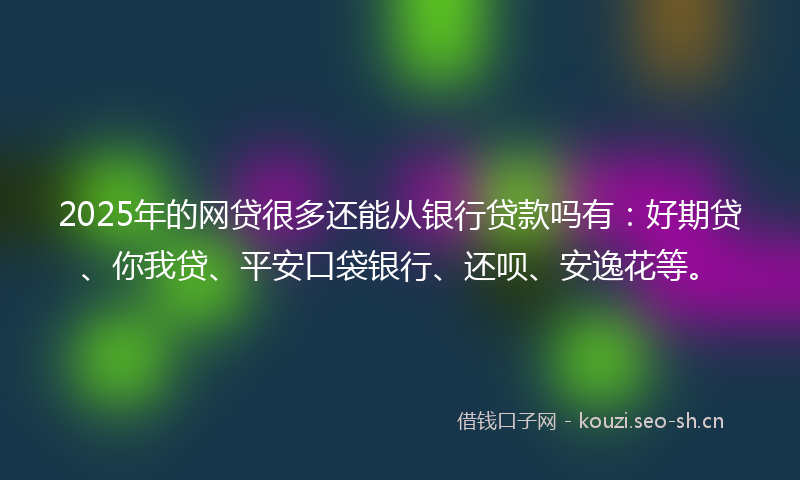 2025年的网贷很多还能从银行贷款吗有：好期贷、你我贷、平安口袋银行、还呗、安逸花等。
