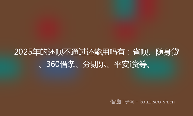 2025年的还呗不通过还能用吗有：省呗、随身贷、360借条、分期乐、平安i贷等。