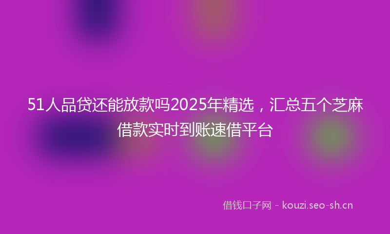 51人品贷还能放款吗2025年精选，汇总五个芝麻借款实时到账速借平台