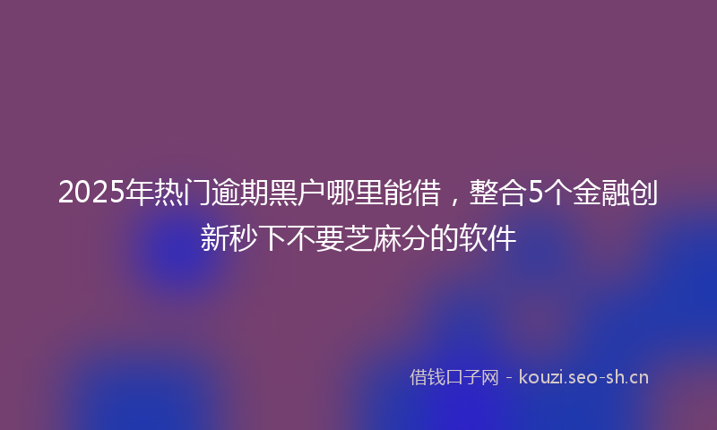 2025年热门逾期黑户哪里能借，整合5个金融创新秒下不要芝麻分的软件