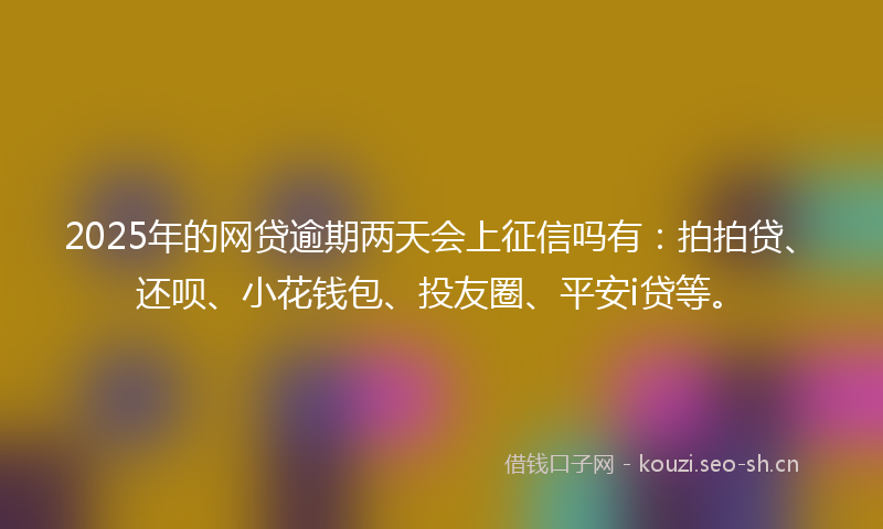 2025年的网贷逾期两天会上征信吗有：拍拍贷、还呗、小花钱包、投友圈、平安i贷等。