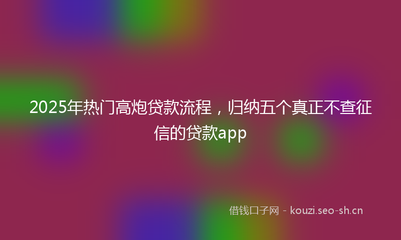 2025年热门高炮贷款流程，归纳五个真正不查征信的贷款app