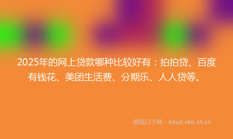 2025年的网上贷款哪种比较好有：拍拍贷、百度有钱花、美团生活费、分期乐、人人贷等。
