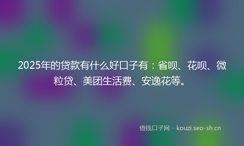 2025年的贷款有什么好口子有：省呗、花呗、微粒贷、美团生活费、安逸花等。