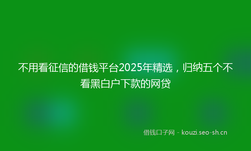 不用看征信的借钱平台2025年精选，归纳五个不看黑白户下款的网贷