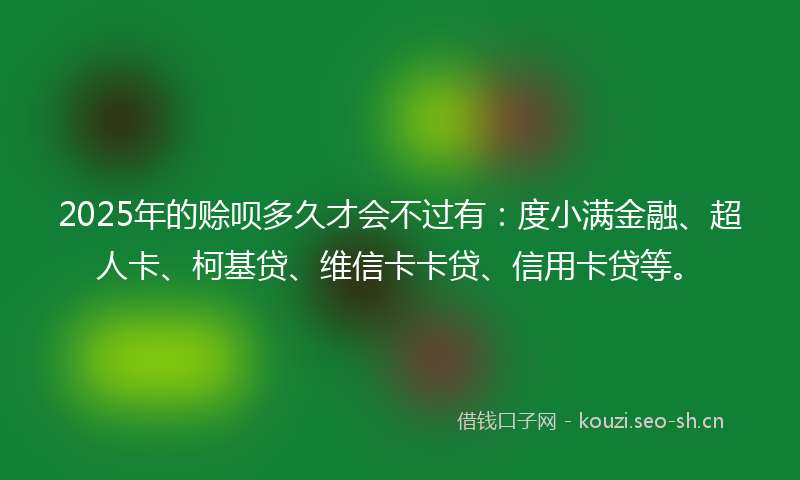 2025年的赊呗多久才会不过有:度小满金融、超人卡、柯基贷、维信卡卡贷、信用卡贷等。