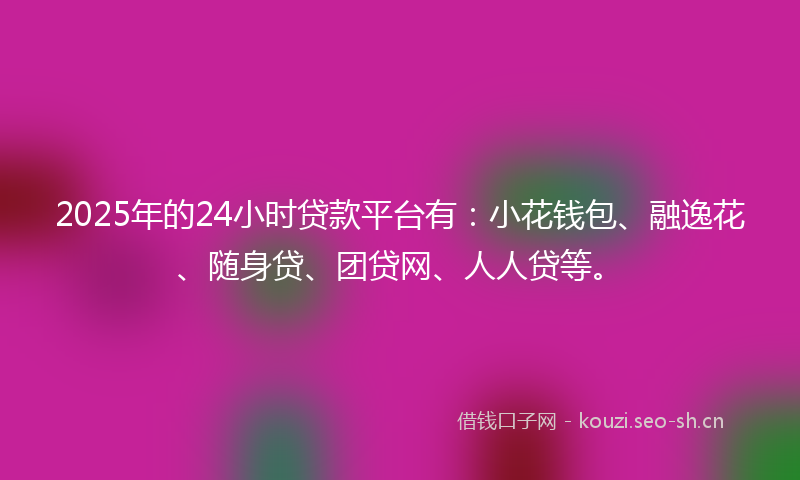 2025年的24小时贷款平台有：小花钱包、融逸花、随身贷、团贷网、人人贷等。