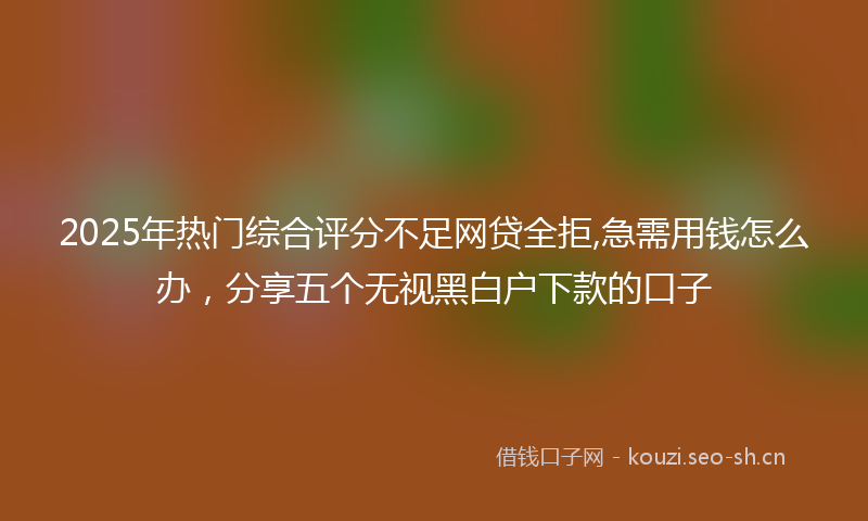 2025年热门综合评分不足网贷全拒,急需用钱怎么办，分享五个无视黑白户下款的口子