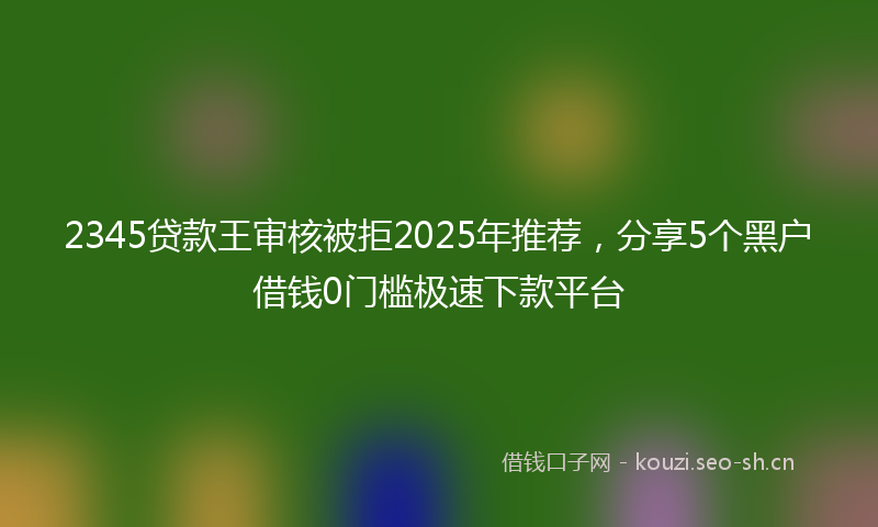 2345贷款王审核被拒2025年推荐，分享5个黑户借钱0门槛极速下款平台