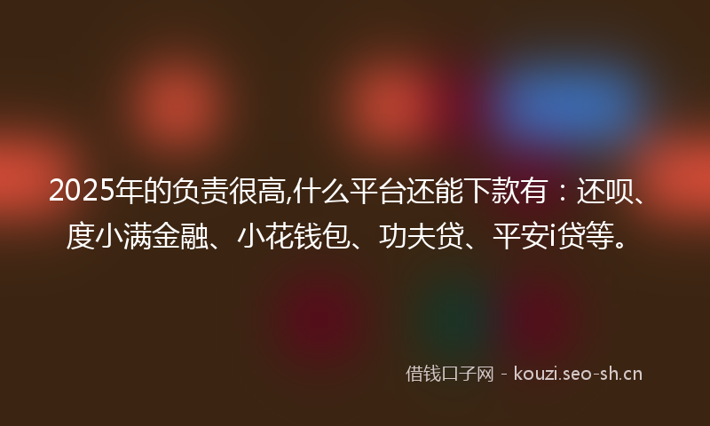 2025年的负责很高,什么平台还能下款有：还呗、度小满金融、小花钱包、功夫贷、平安i贷等。