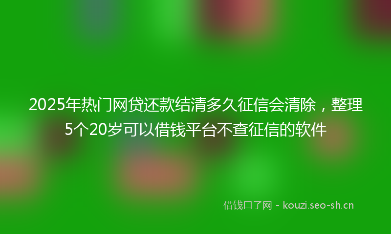 2025年热门网贷还款结清多久征信会清除，整理5个20岁可以借钱平台不查征信的软件