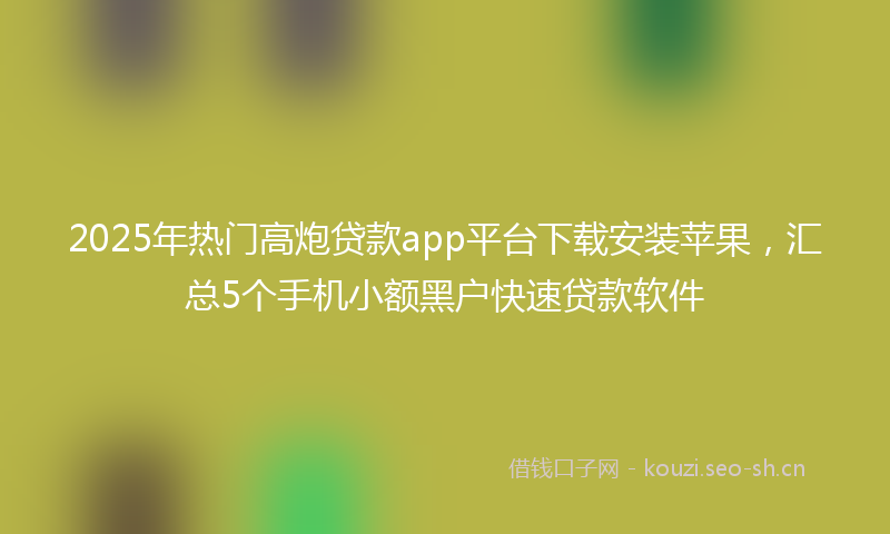 2025年热门高炮贷款app平台下载安装苹果，汇总5个手机小额黑户快速贷款软件