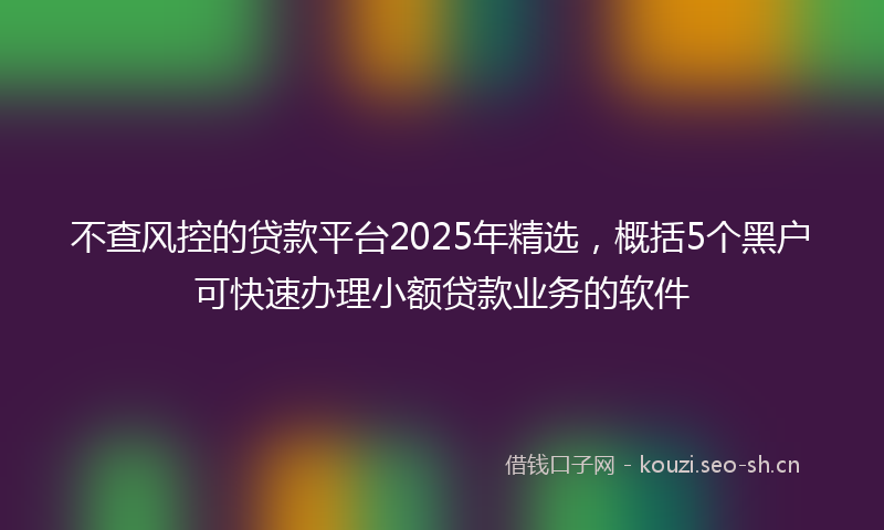 不查风控的贷款平台2025年精选,概括5个黑户可快速办理小额贷款业务的软件