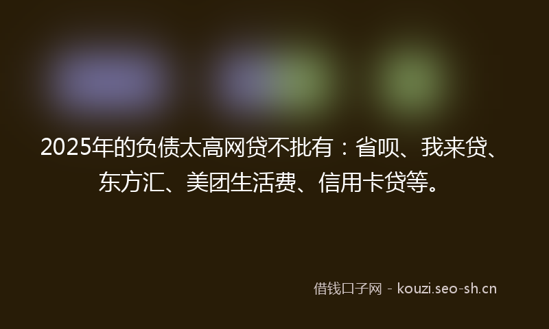 2025年的负债太高网贷不批有：省呗、我来贷、东方汇、美团生活费、信用卡贷等。