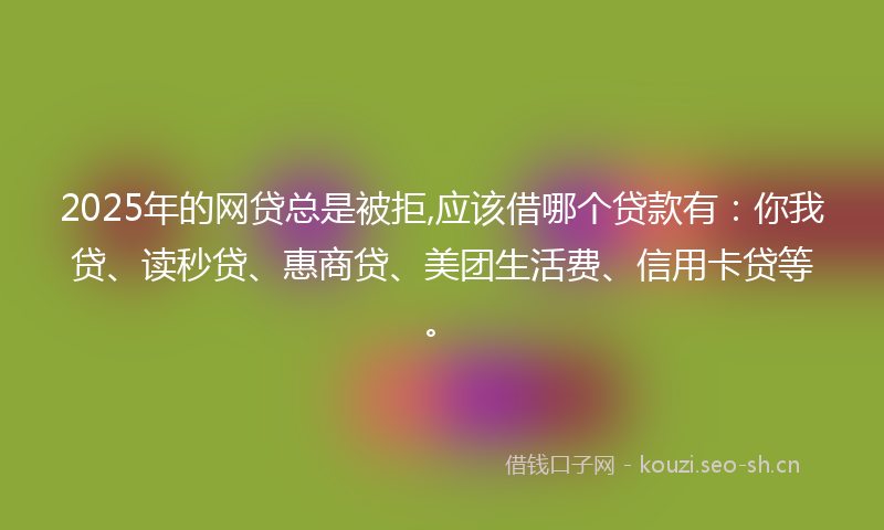 2025年的网贷总是被拒,应该借哪个贷款有：你我贷、读秒贷、惠商贷、美团生活费、信用卡贷等。