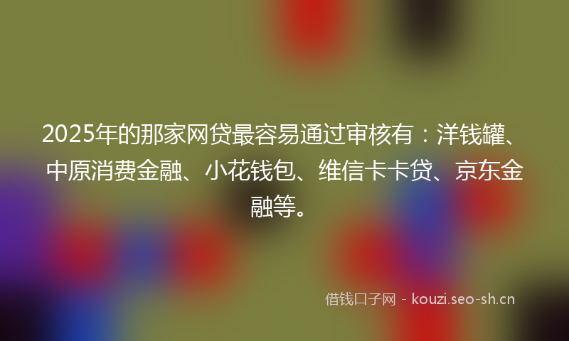 2025年的那家网贷最容易通过审核有：洋钱罐、中原消费金融、小花钱包、维信卡卡贷、京东金融等。