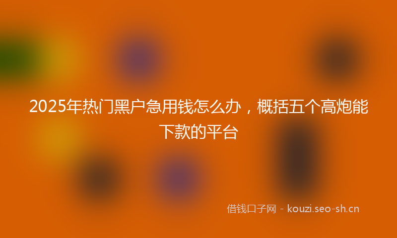 2025年热门黑户急用钱怎么办，概括五个高炮能下款的平台