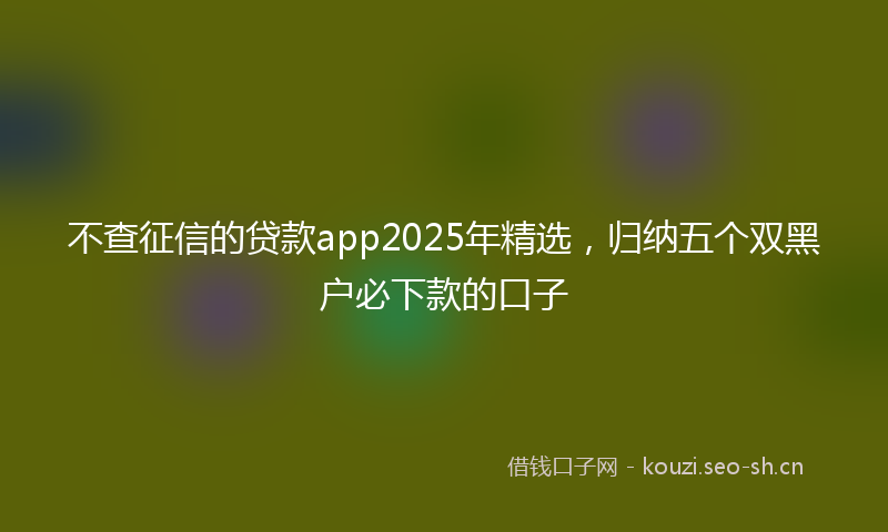 不查征信的贷款app2025年精选，归纳五个双黑户必下款的口子